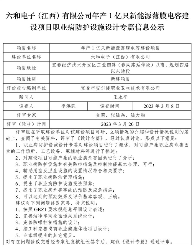 1679465178587407.jpg 六和電子(江西)有限公司-年產(chǎn)1億只新能源薄膜電容建設(shè)項(xiàng)目  職業(yè)病防護(hù)設(shè)施三同時(shí)工作公示信息(設(shè)計(jì)).jpg